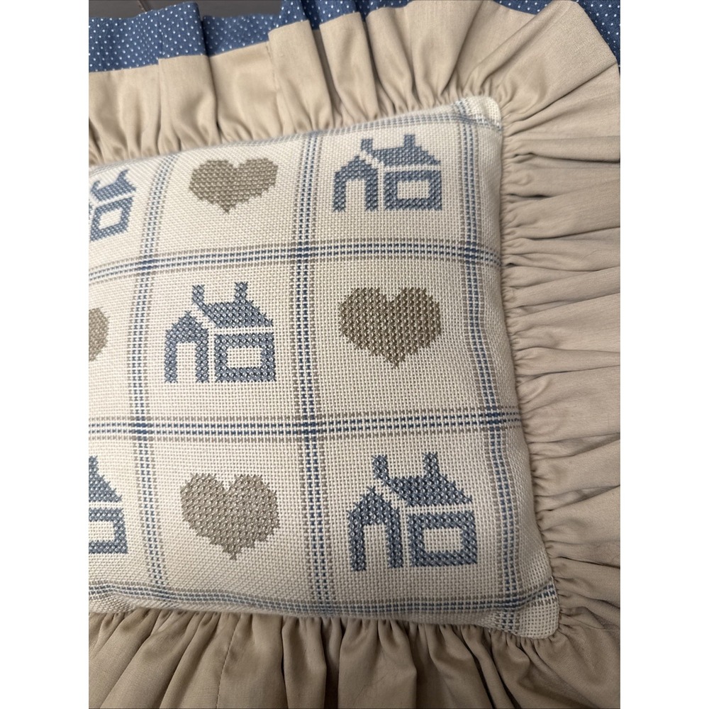 Country Cottage, Core Hearts, And Home Vintage Throw Pillow Cross Stich - Picture 3 of 9